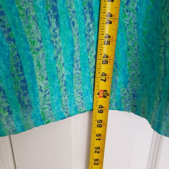 Woman Blue Green Multicolor Scoop Neck Long Dress - Picture 2 of 11